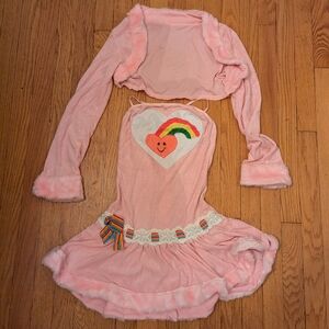 Care Bears Costume. Leg Avenue Pink Mini Dress with Heart and Rainbow